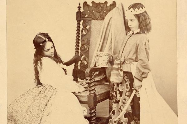 Photograph (Albumen Print) of Annie Rogers and Mary Jackson as Queen Eleanor and Fair Rosamund, by C. L. Dodgson. Object inventory number 30302