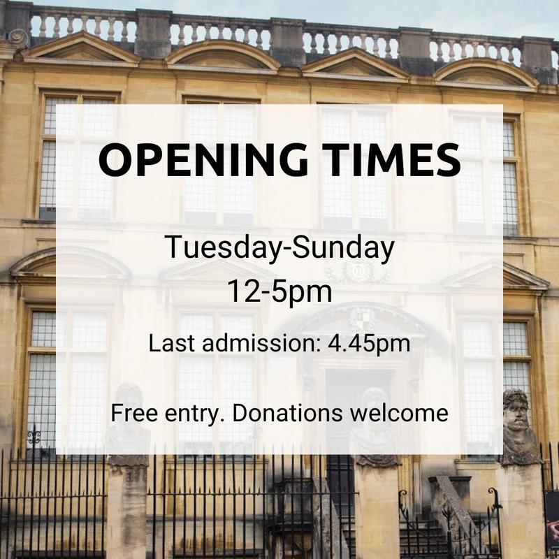 Opening Times Tuesday-Sunday, 12-5pm. Last admission: 4.45pm. Free entry. Donations welcome Opening Times Tuesday-Sunday, 12-5pm. Last admission: 4.45pm. Free entry. Donations welcome